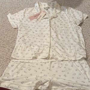 White Patterned Pajama Set